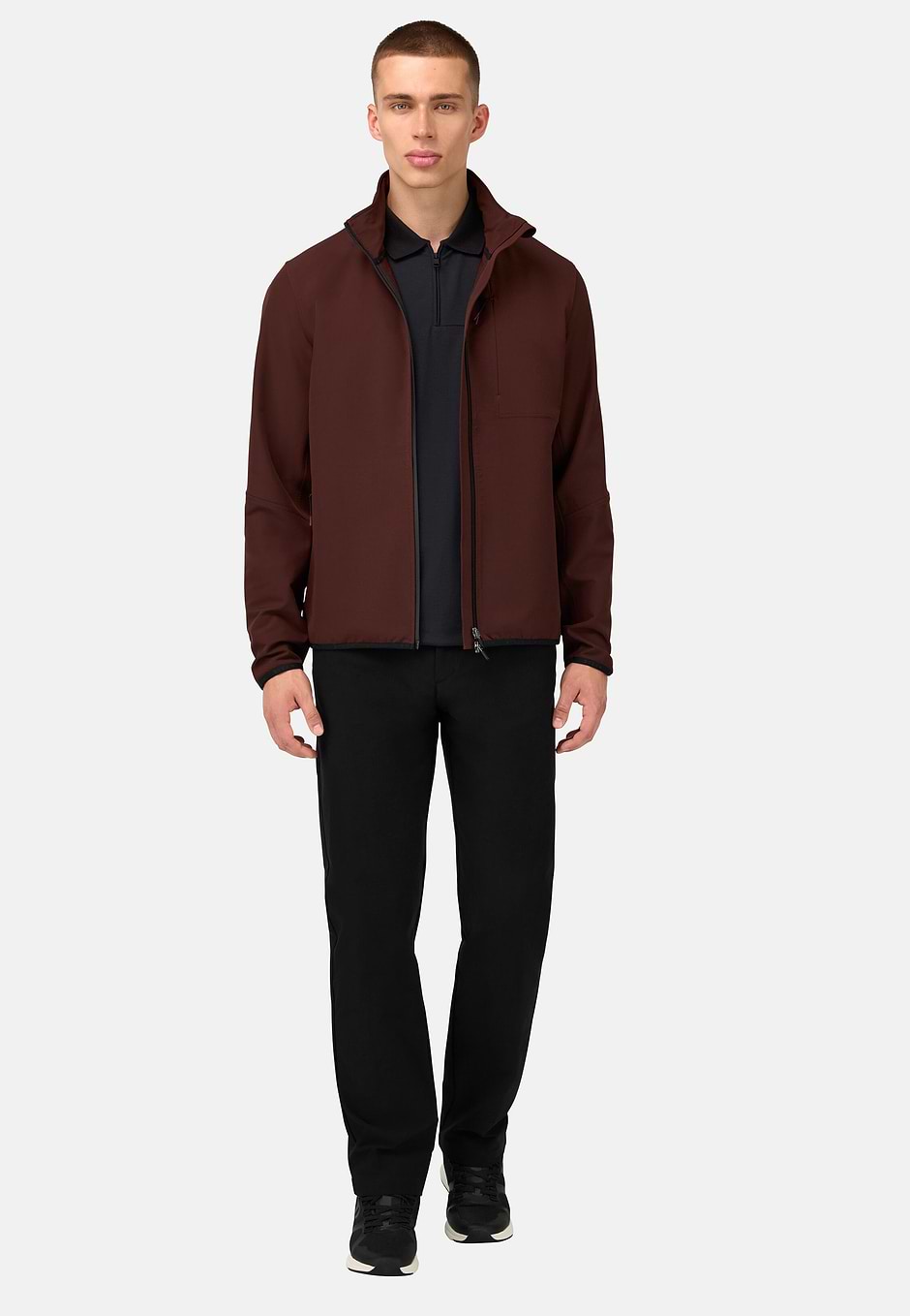 Padded Windproof Jacket in B-Tech Stretch Nylon, Brown, hi-res