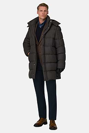 Parka in Goose Down Mélange Flannel, Taupe, thumb, 2
