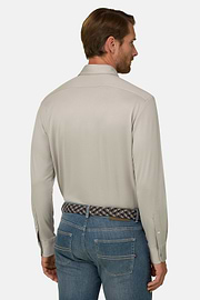 Polo Camicia in Cotone e Seta Regular Fit, Beige, thumb, 6