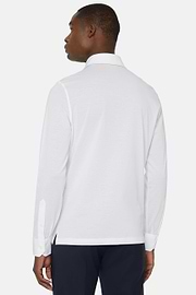 Camisa Estilo Polo De Piqué Hilo De Escocia Slim Fit, Blanco, hi-res
