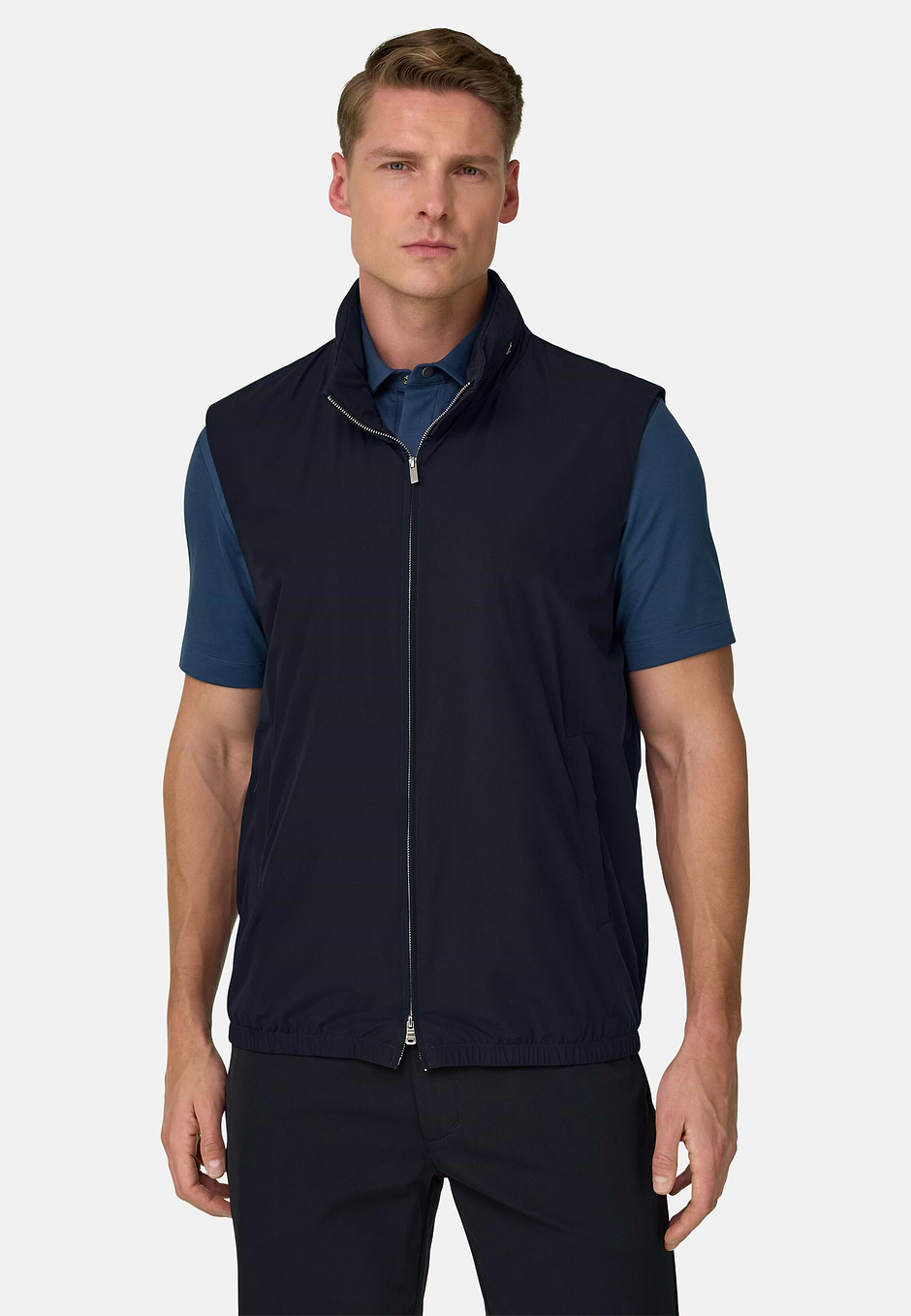 Technical Fabric Gilet, Navy blue, hi-res