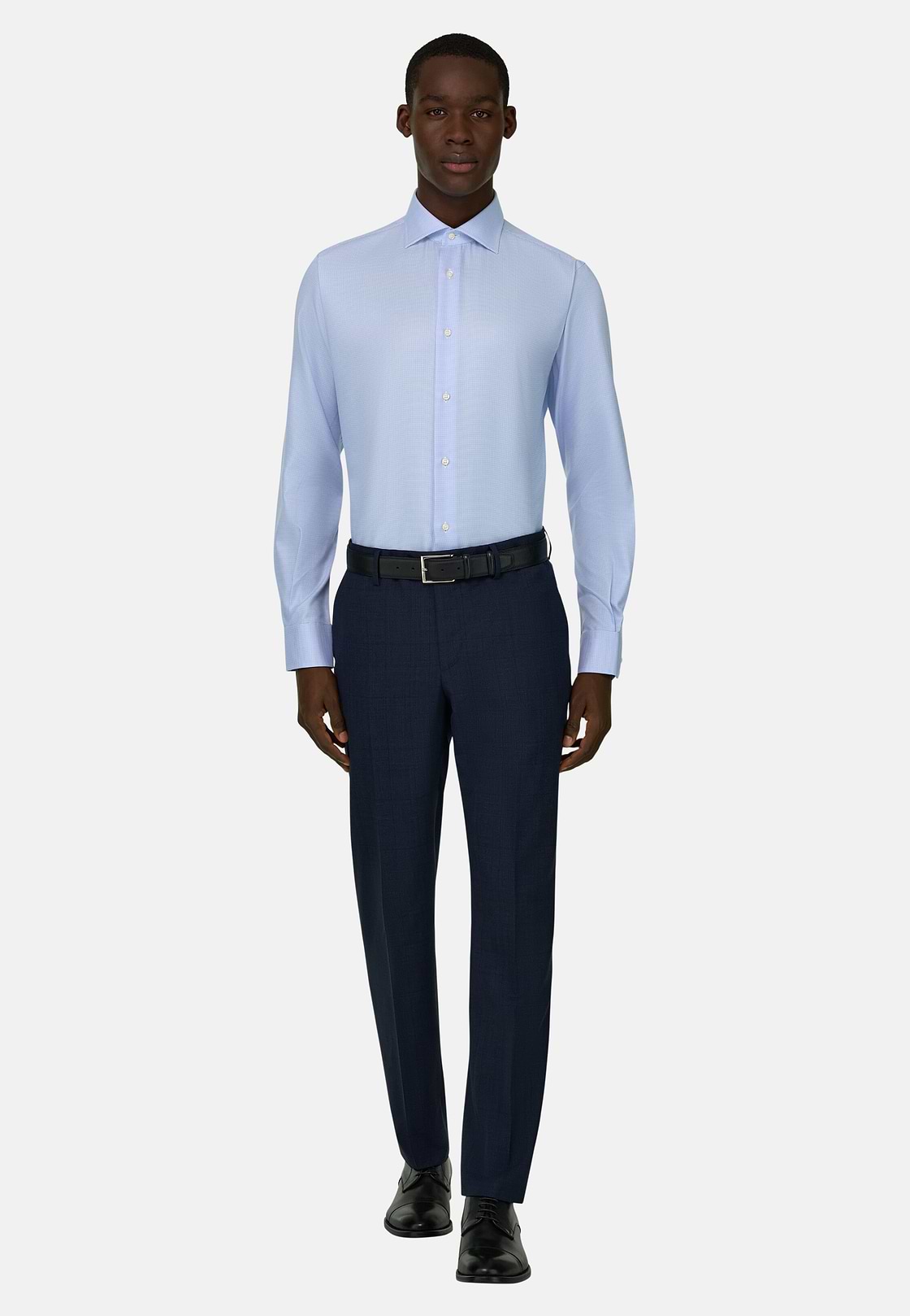 Camicia In Cotone Regular Fit, Azzurro, hi-res, 2