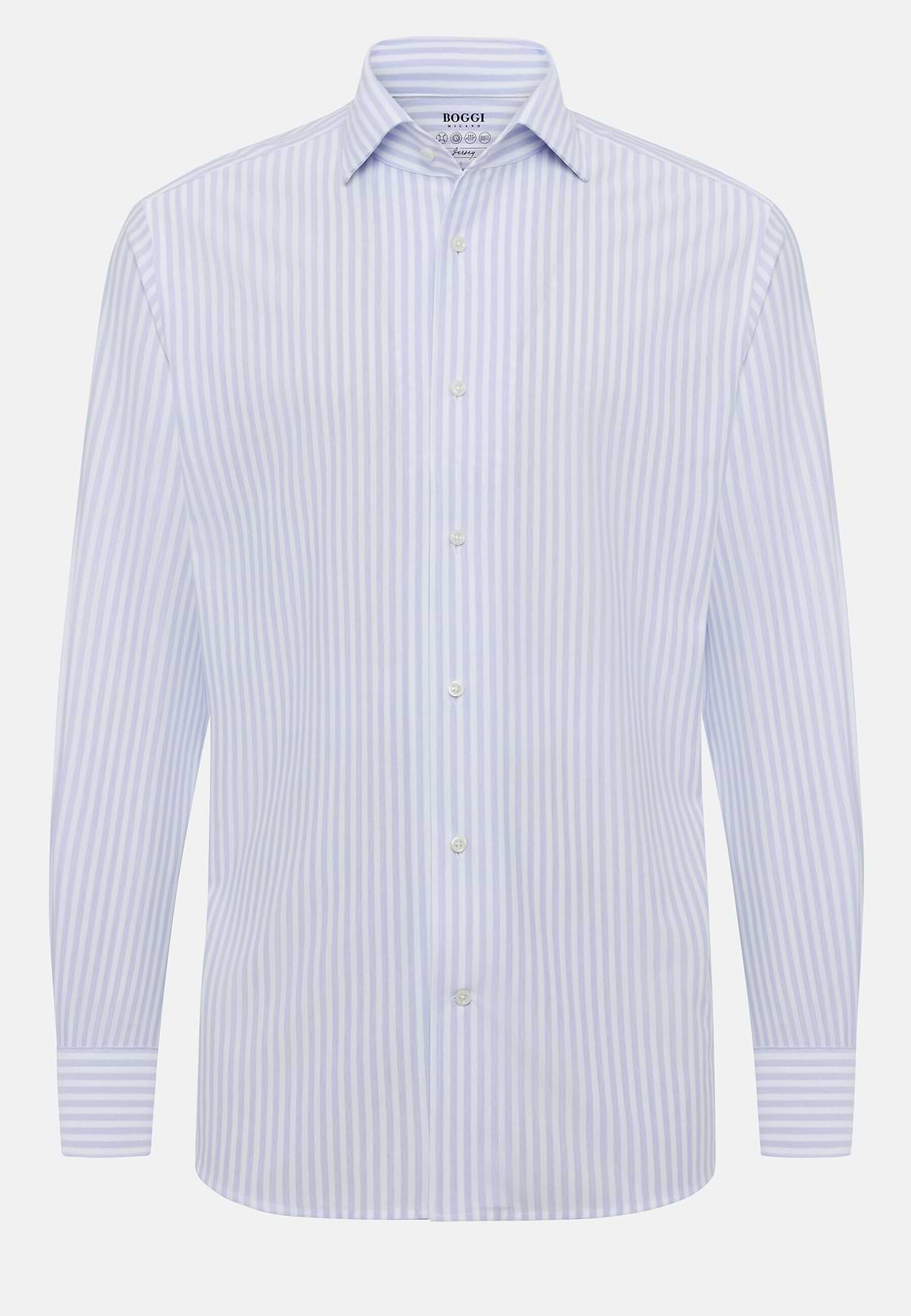 Polo Camicia in Jersey, Azzurro, hi-res