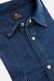 Surchemise En Coton Denim, Bleu, hi-res