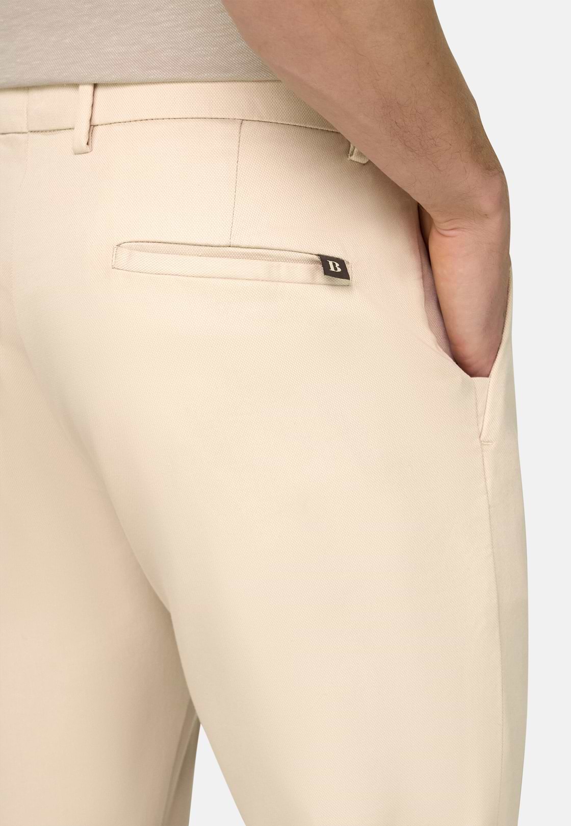 Pantalon En Coton Tencel Extensible, Sable, hi-res, 4