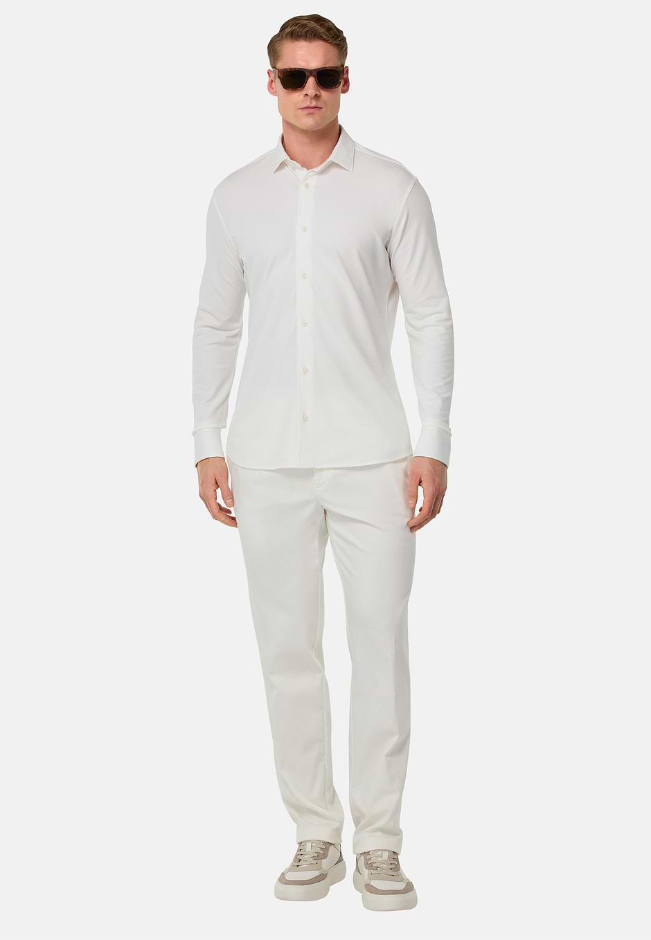 S.Cafè®Regular High-Performance Piqué Polo Shirt, White, hi-res
