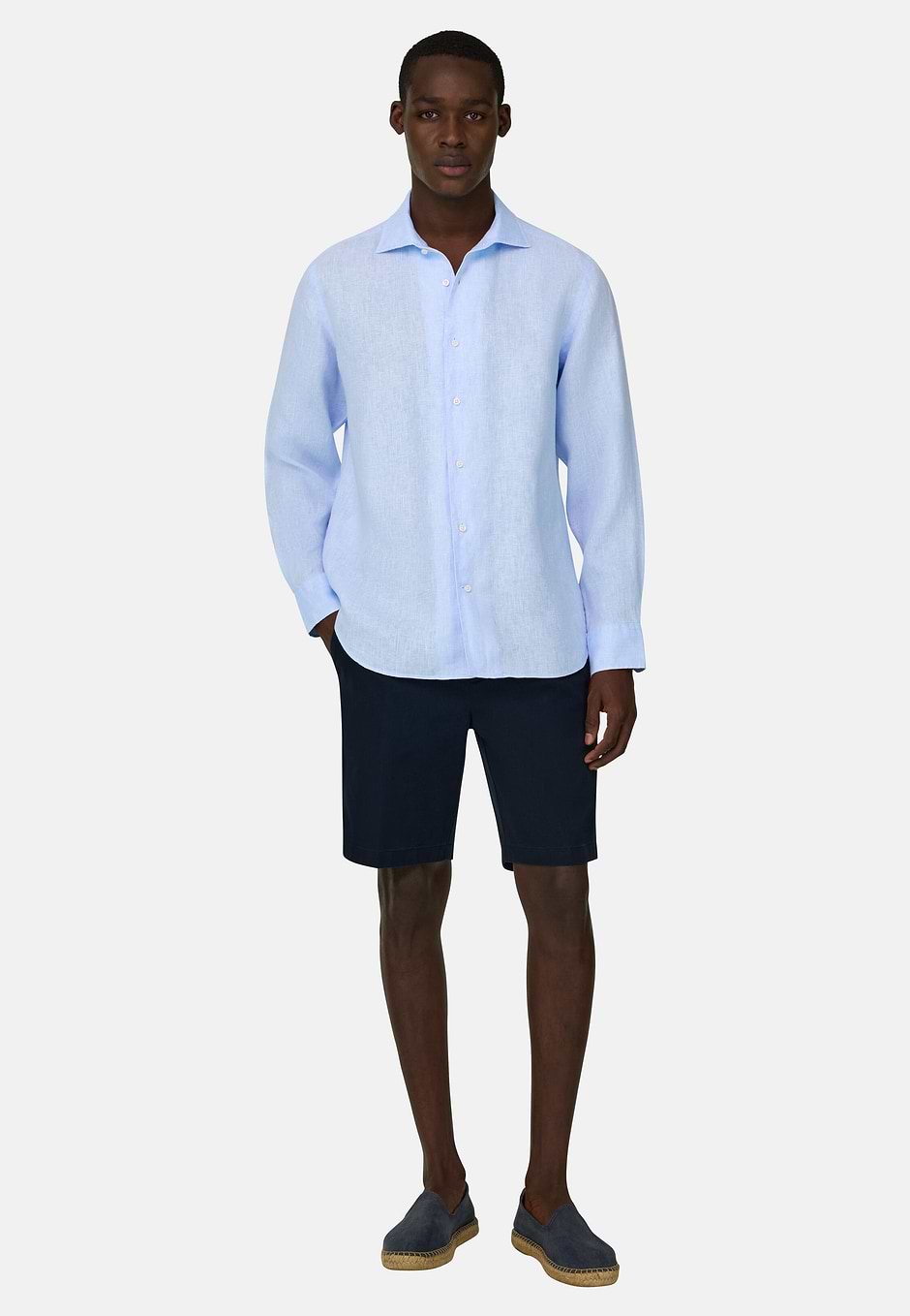 Regular Fit Linen Shirt, Light Blue, hi-res