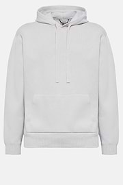 Graues Strick-Sweatshirt mit Kapuze aus technischer Baumwolle, Light grey, hi-res