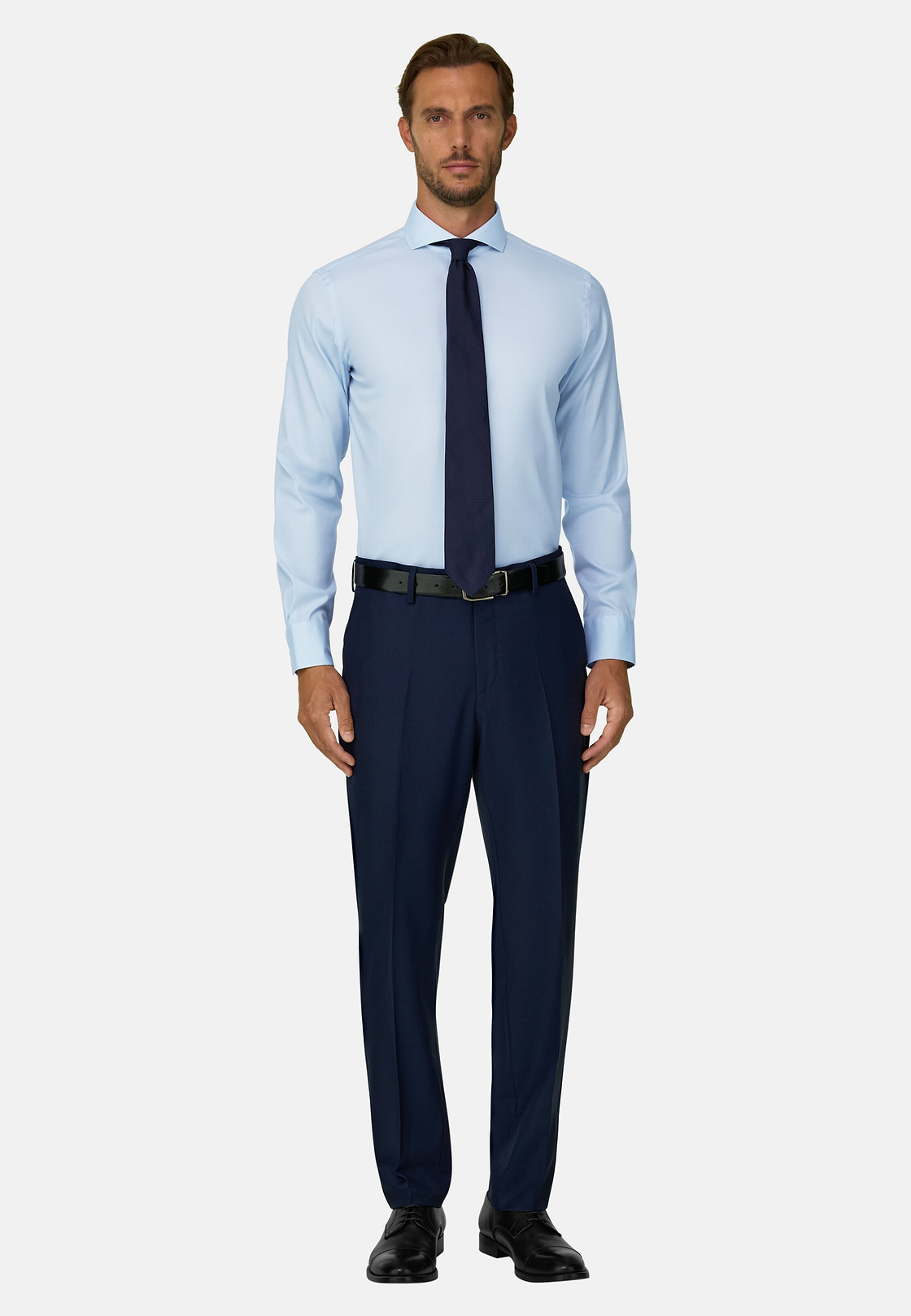 Regular Fit Pinpoint Cotton Shirt Open Collar, , hi-res, 2