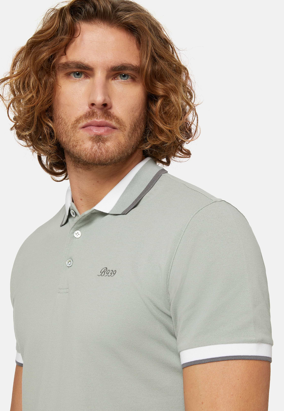 Organic Cotton Blend Piqué Polo Shirt, Green, hi-res