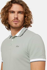 Organic Cotton Blend Piqué Polo Shirt, Green, hi-res