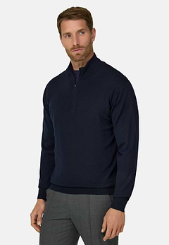 Half-Zip-Pullover aus extrafeiner Merinowolle