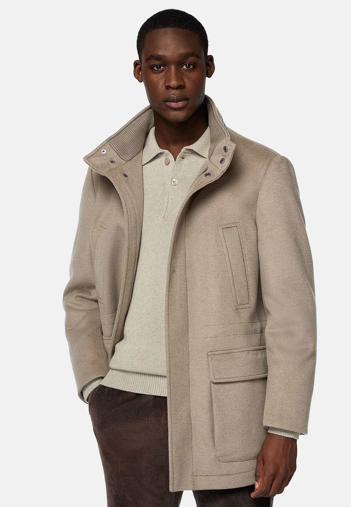 Car Coat Aus Kaschmir-Wolle, Gefüttert, Taupe, hi-res