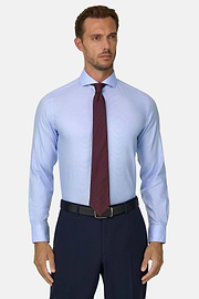 Shirt Houndstooth Cotton Slim Fit, Light Blue, thumb, 1