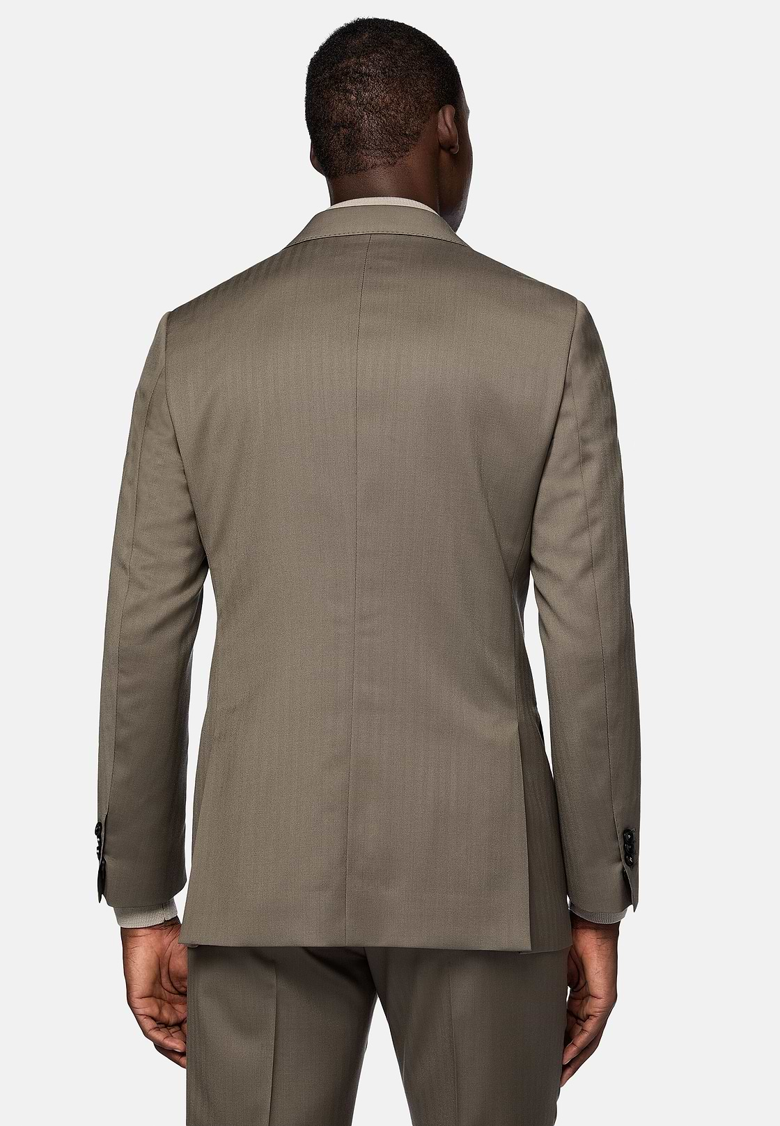 Dove Grey Herringbone Pure Wool Suit, Taupe, hi-res