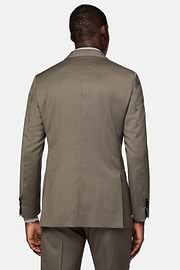 Dove Grey Herringbone Pure Wool Suit, Taupe, hi-res