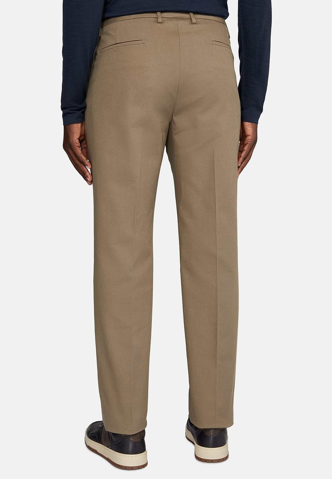 Stretch Cotton Gabardine Trousers, Taupe, hi-res