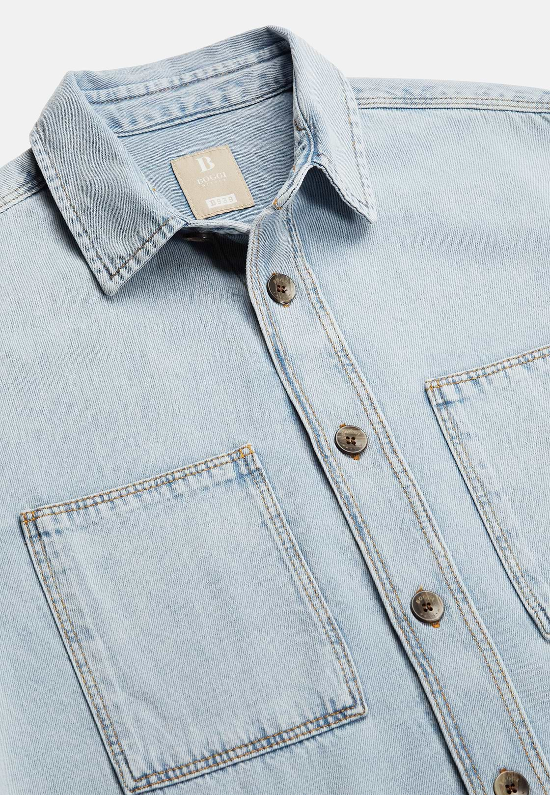 Cotton Denim Overshirt, Light Blue, hi-res