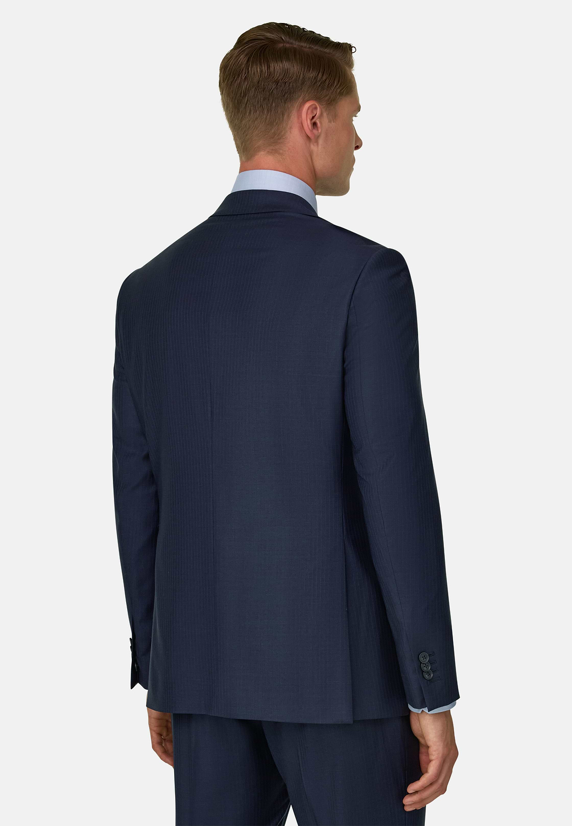 Suit in Stretch Wool Pinstripe, Navy blue, hi-res, 5