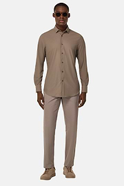 Slim Fit Stretch Nylon Shirt, Taupe, hi-res