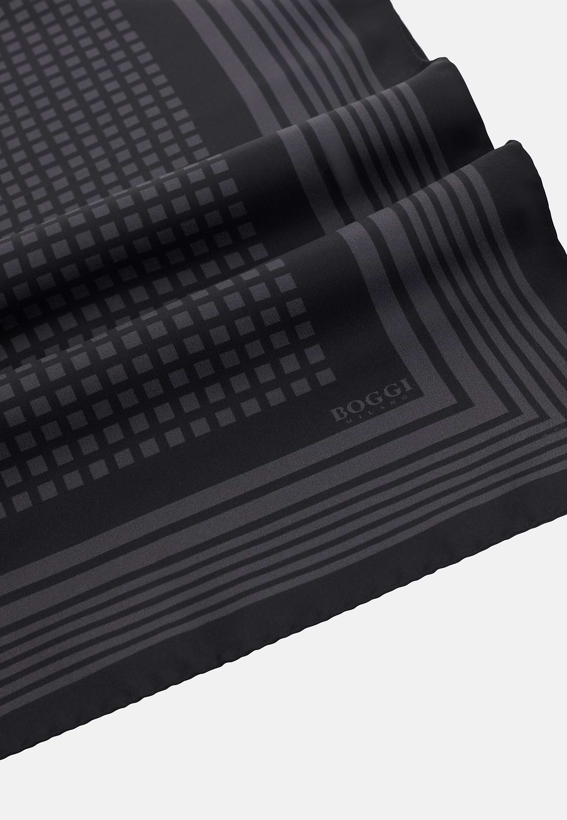 Geometric Patterned Silk Bandana, Charcoal, hi-res, 3