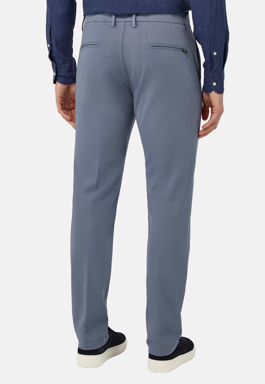 Stretch Cotton/Tencel Trousers, Indigo, hi-res