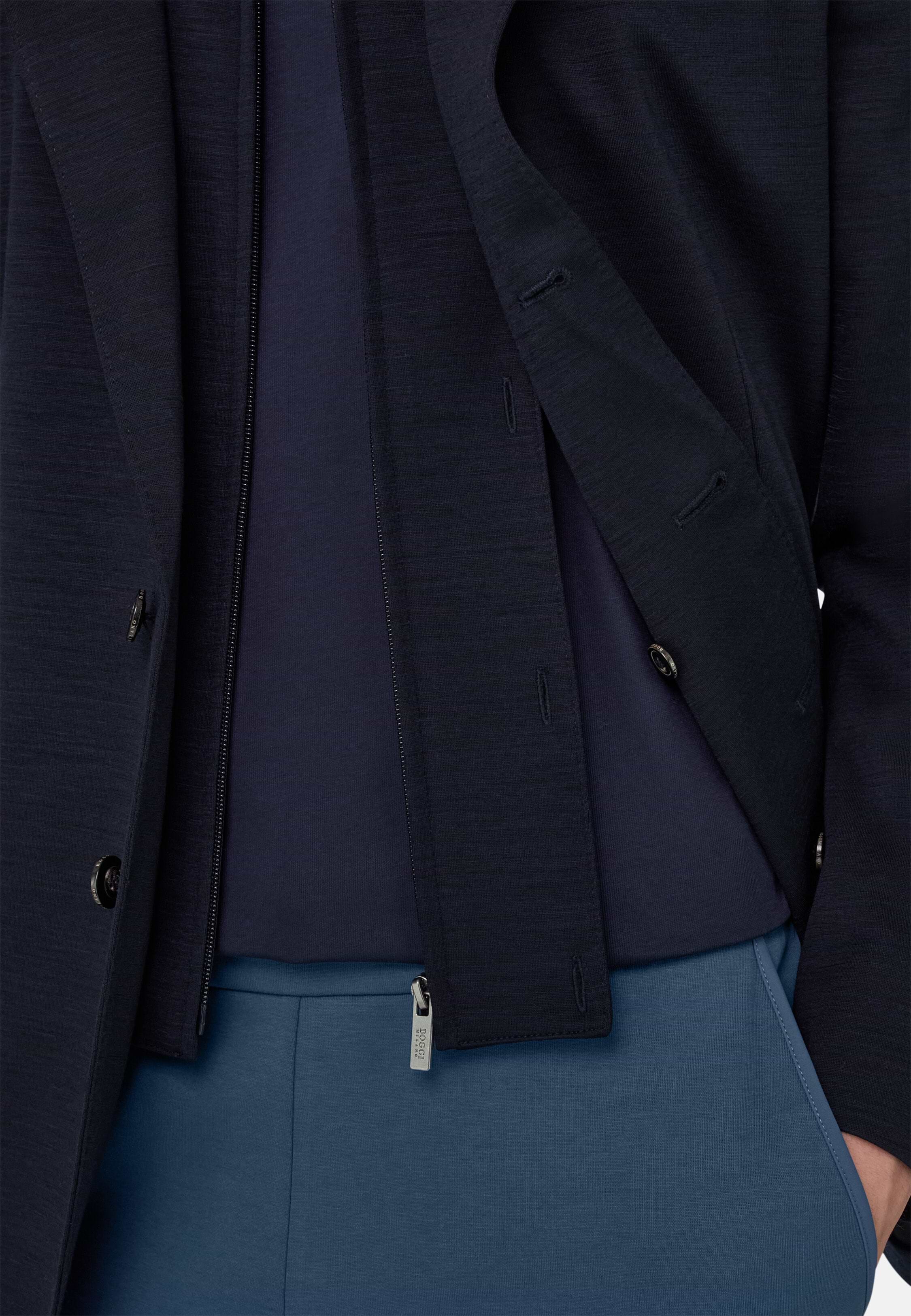 Men's Wool Blend Sweatshirt Jacket, Navy blue | Boggi Milano