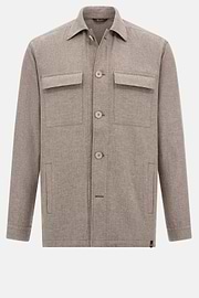Veste Chemise en Coton et Lin, Taupe, hi-res