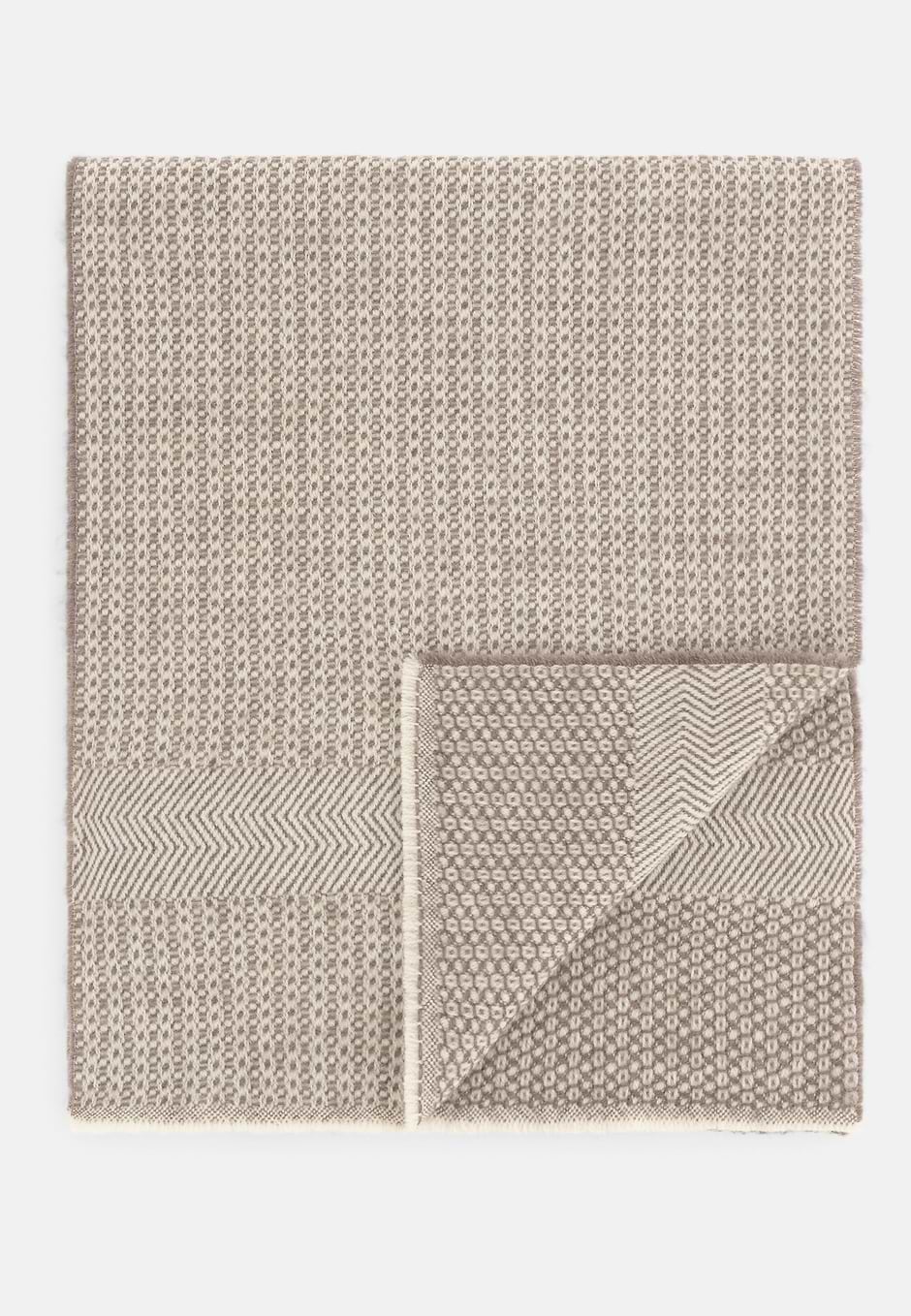 Foulard Motif Armure en Laine, Sable, hi-res