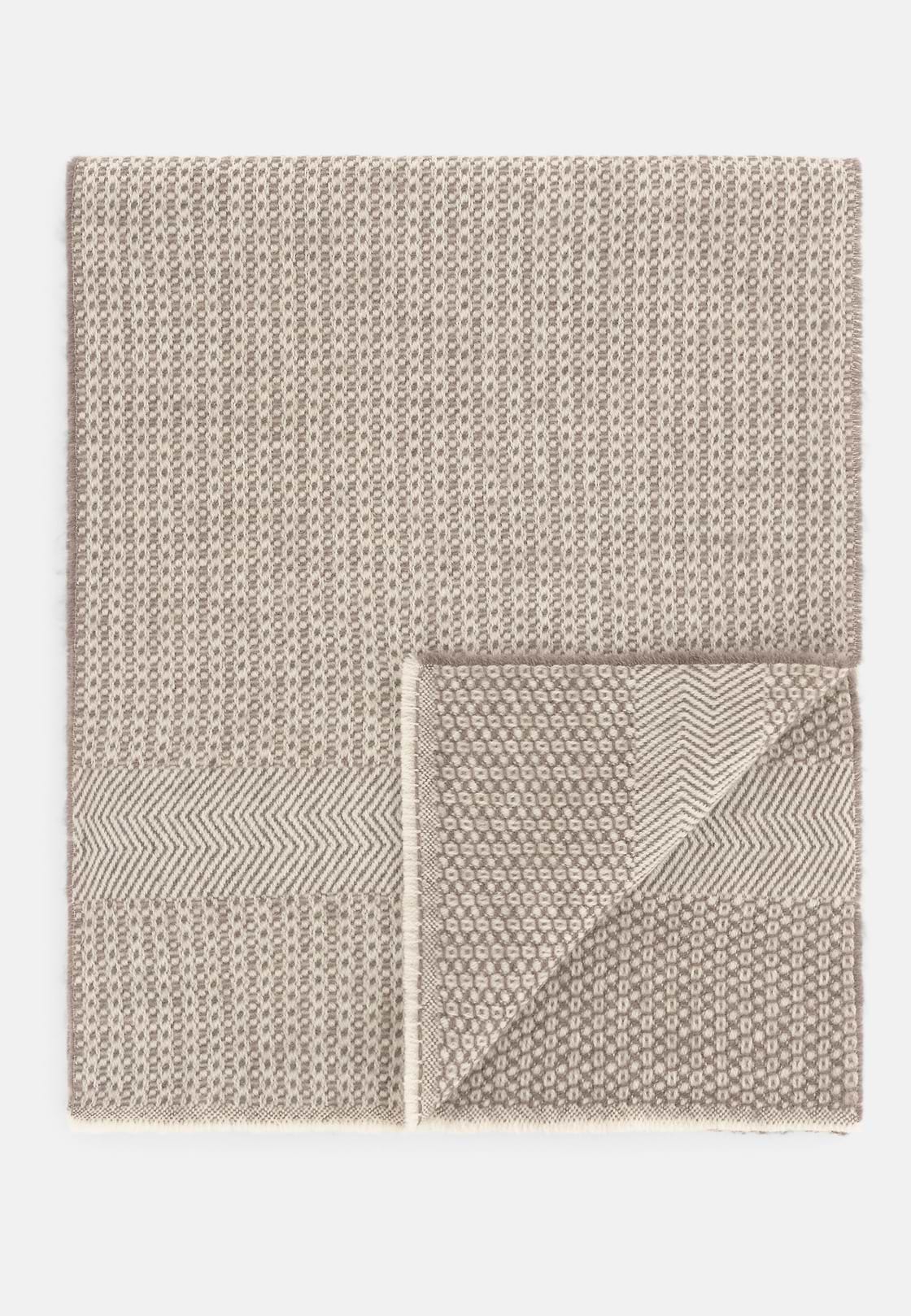 Scarf with Armature Motif in Wool, Sand, hi-res, 1