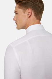 Regular Fit White Cotton Dobby Shirt, White, hi-res
