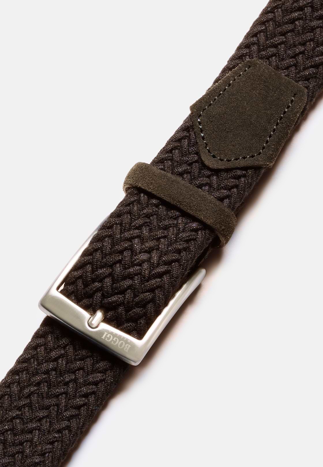 Ceinture Tressée Extensible En Viscose Mélangée, Marron foncé, hi-res