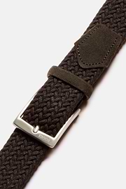 Ceinture Tressée Extensible En Viscose Mélangée, Marron foncé, hi-res