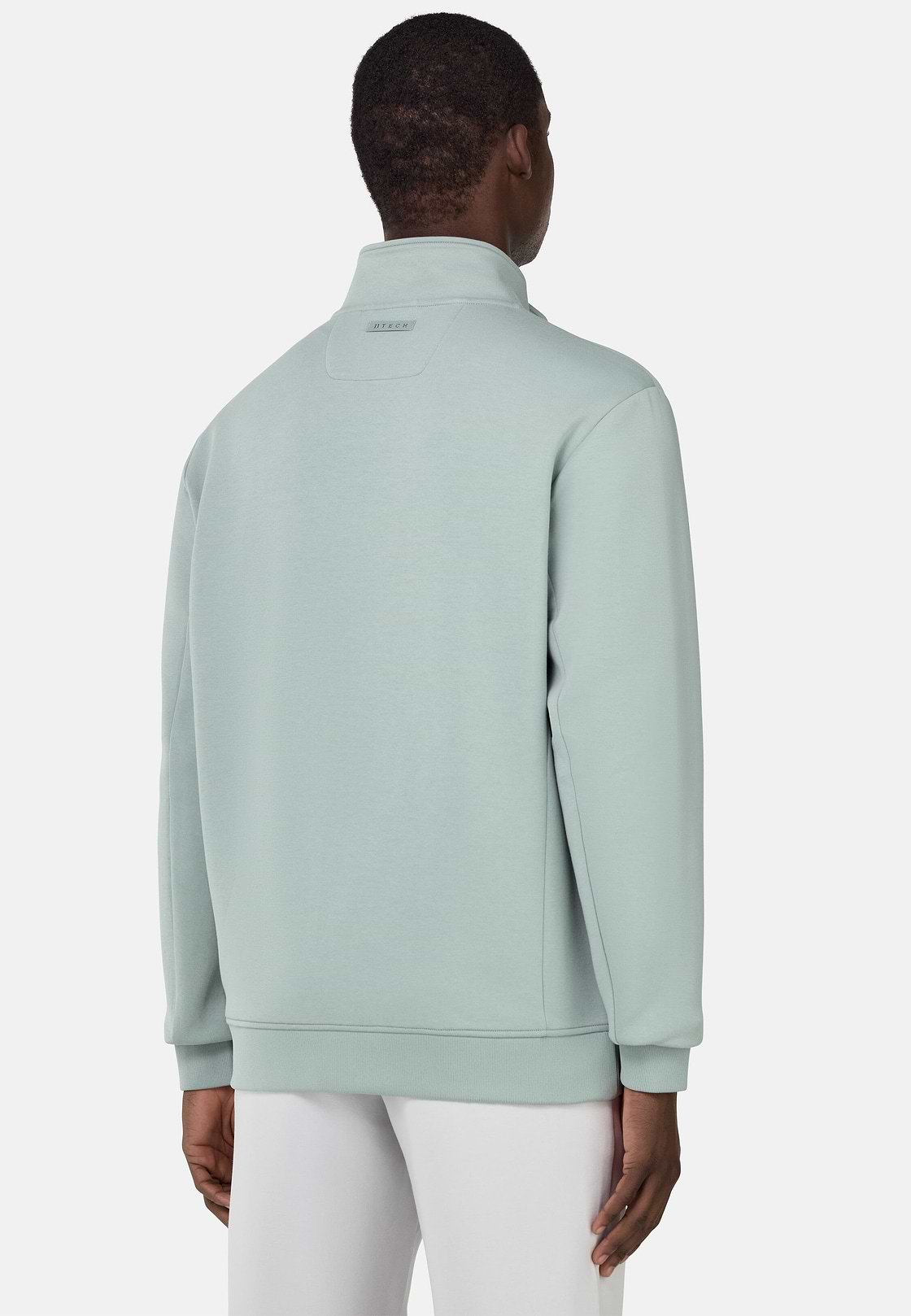 Sweat-Shirt Full Zip En Mélange Coton Et Scuba Léger, Vert Clair, hi-res