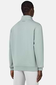 Sweat-Shirt Full Zip En Mélange Coton Et Scuba Léger, Vert Clair, hi-res