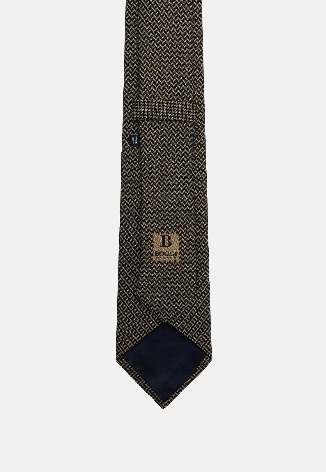 Houndstooth Pattern Silk Tie, Brown, hi-res