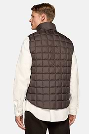 Gilet In Tessuto Tecnico In Piuma D`Oca, Marrone, hi-res