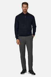 Half-Zip-Pullover aus extrafeiner Merinowolle, Navy blau, thumb, 2