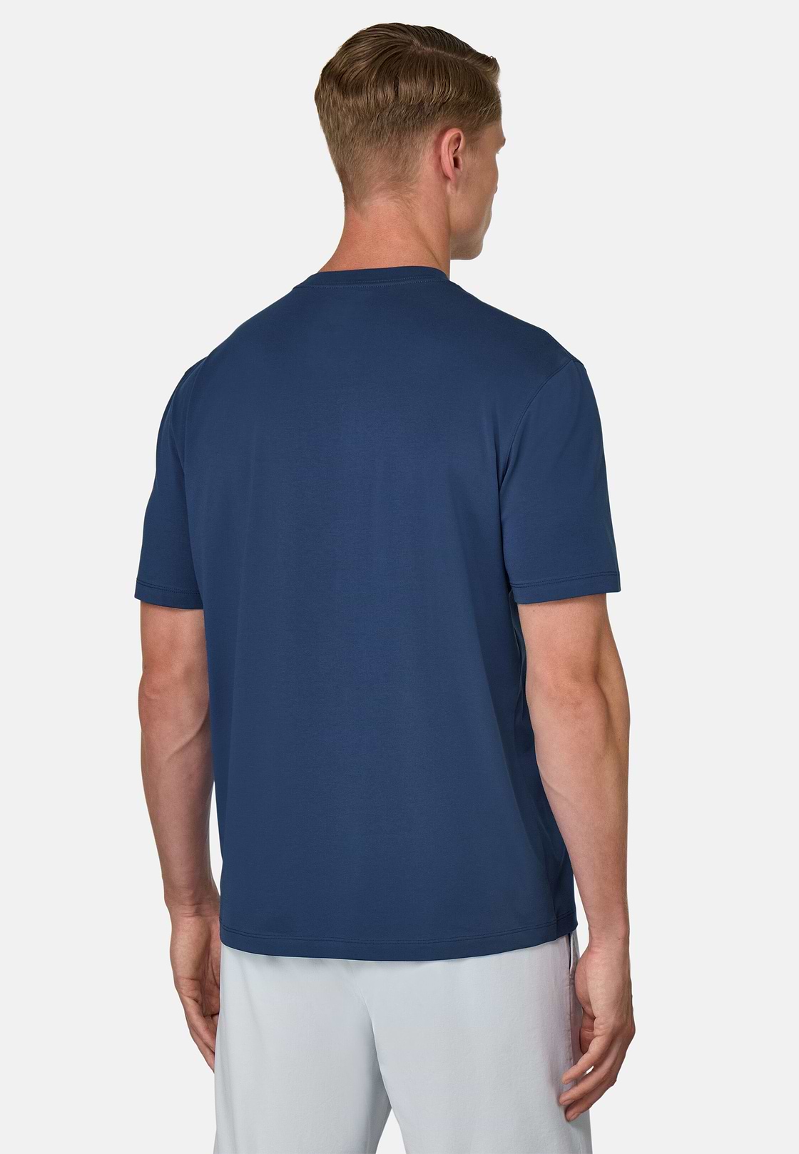 T-Shirt In Stretch Supima Cotton, Blue, hi-res