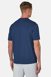 T-Shirt In Stretch Supima Cotton, Blue, hi-res