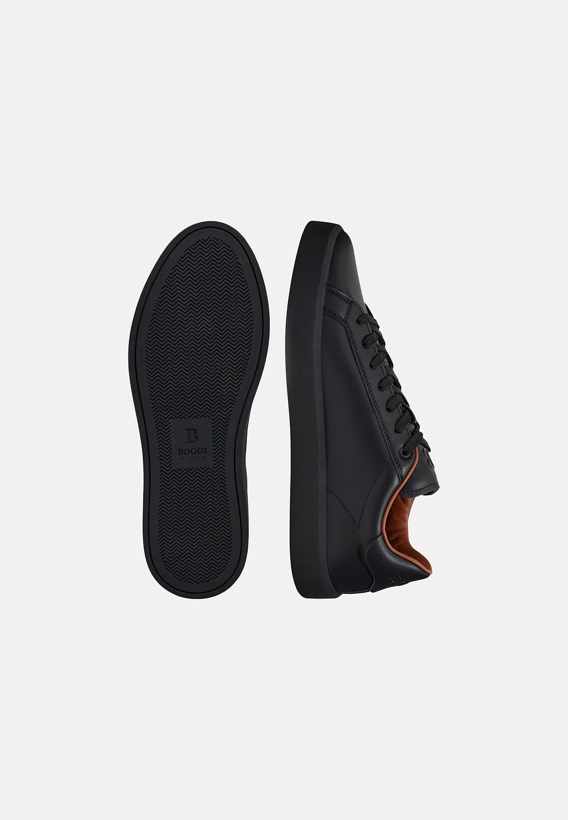Leather Trainers, Black, hi-res