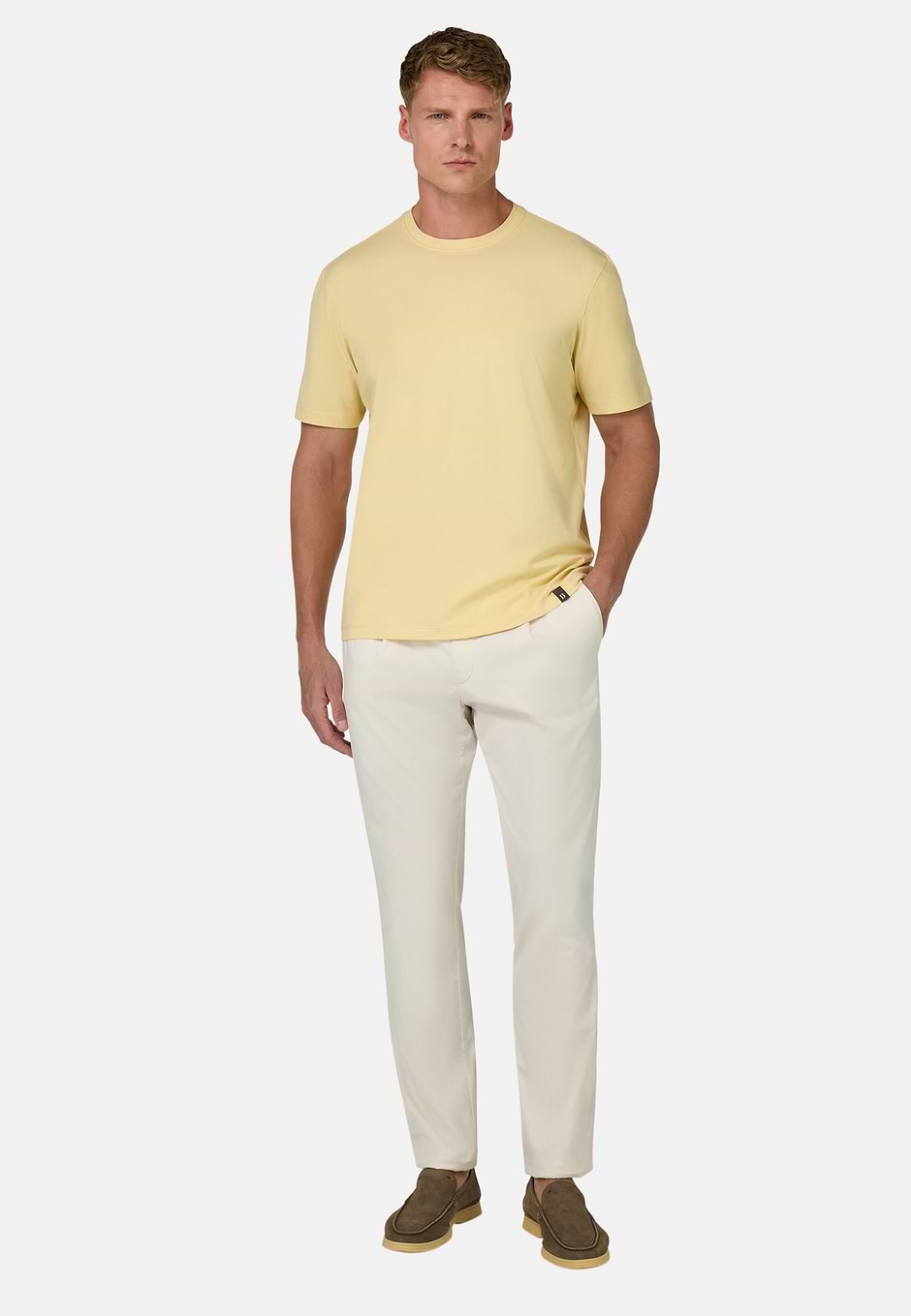 T-Shirt In Stretch Supima Cotton, Yellow, hi-res