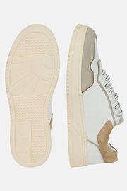 Leather And Velvet Sneakers, White, hi-res