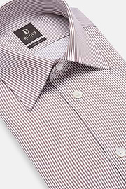 Regular Fit Striped Cotton Shirt, Brown, hi-res