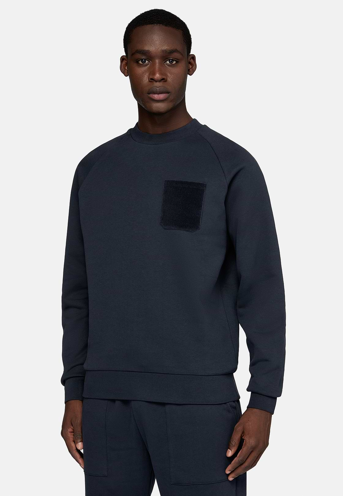 Sweatshirt Mit Rundhalsausschnitt Aus Baumwolle, Navy blau, hi-res