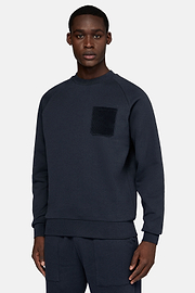 Sweatshirt Mit Rundhalsausschnitt Aus Baumwolle, Navy blau, hi-res