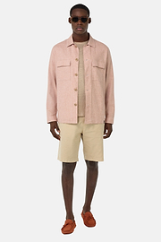 Link Shirt Jacket in Linen and Cotton, Rot, hi-res