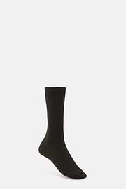 Short Socks Ribbed Design Cotton and Cashmere, Dark brown, thumb, 1
