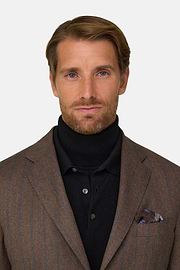 Suit Pinstripe Wool Flannel, Brown, thumb, 3