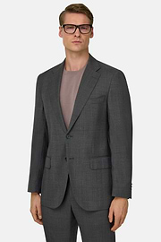 Prince Of Wales Wool Suit, Grey, thumb, 1
